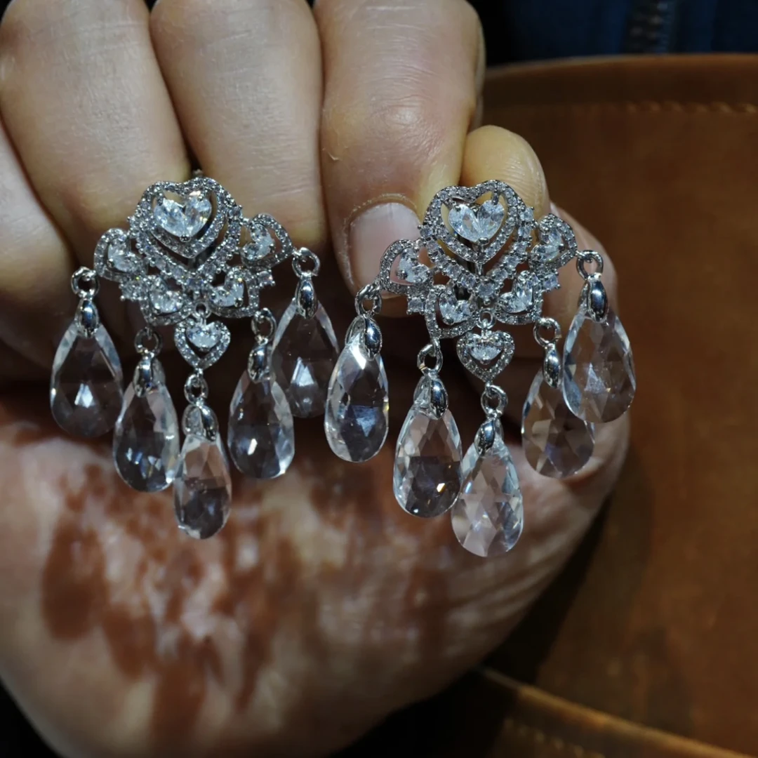 铜合金耳饰 ETE E5-0173新娘饰品 西式百搭高级感耳饰 耳夹款