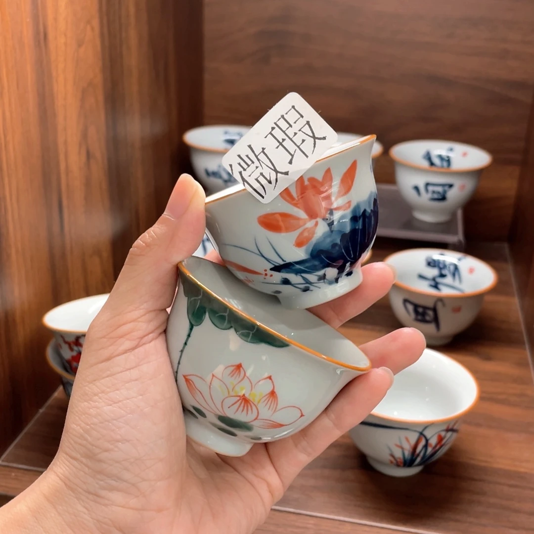 釉下手绘茶具微瑕