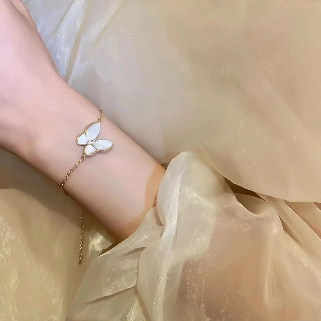 合金手链 8744号38436#百搭复古气质小众设计感镶嵌蝴蝶手链（预）