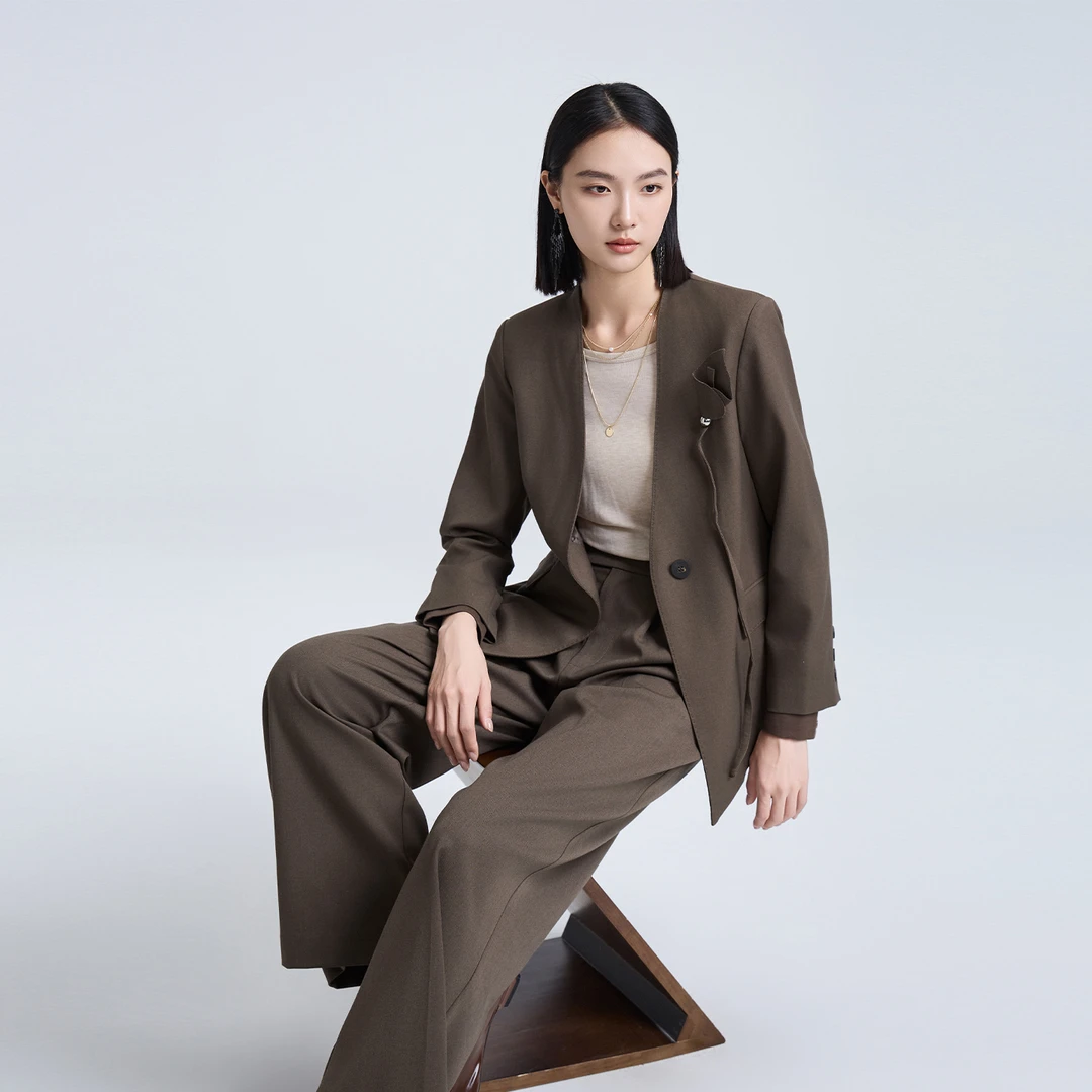 2025秋季休闲通勤时尚西装外套气质宽松西装外套百搭7B123