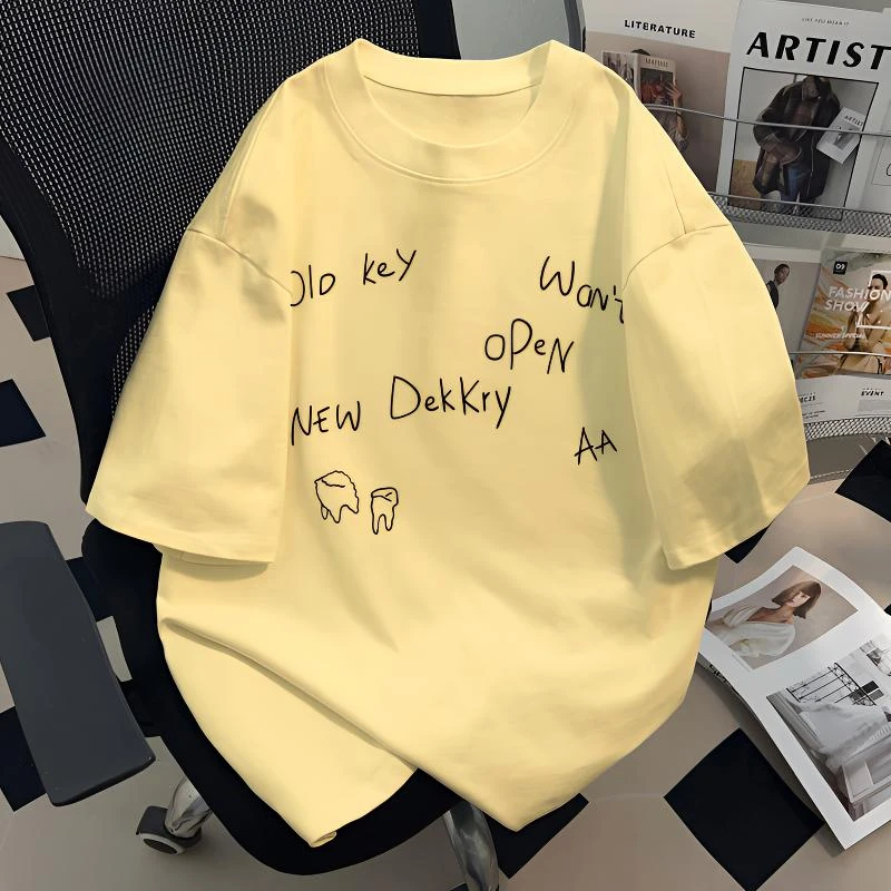 jtrt潮牌纯棉圆领短袖t恤男女2025新款夏季简约字母休闲半袖上衣