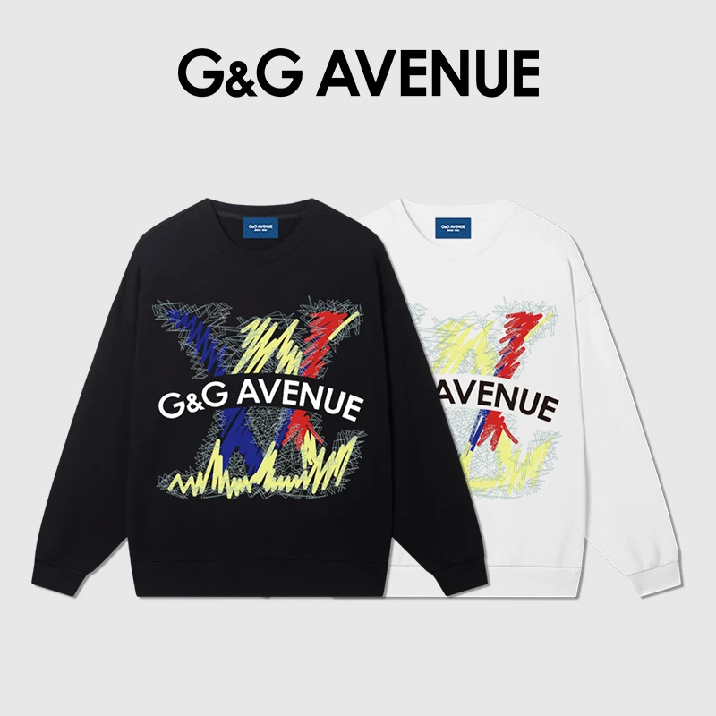 法国G&G AVENUE小众设计感印花轻奢感LOGO圆领秋款卫衣情侣款上衣