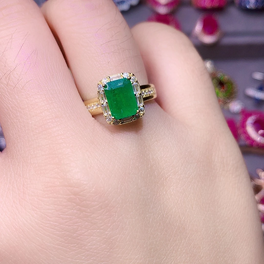 小***小戒指祖母绿银S925镶嵌