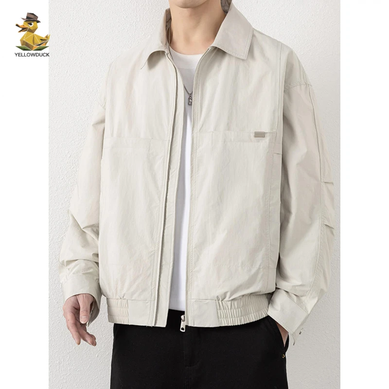 春秋季翻领男款外套2025新款时尚爆款工装流行款简约百搭夹克衫男