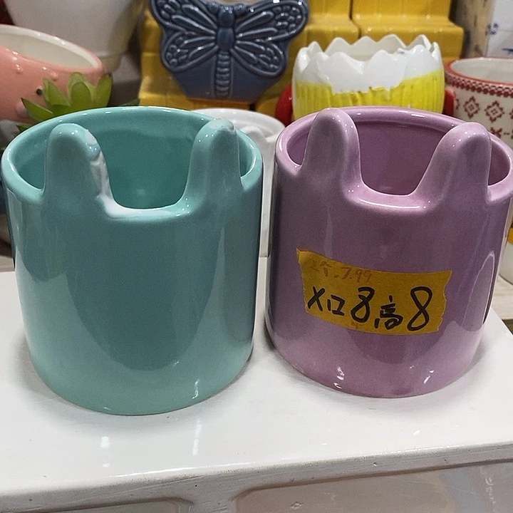 陶盆有孔 瑕疵针孔漏釉介意勿拍口 高