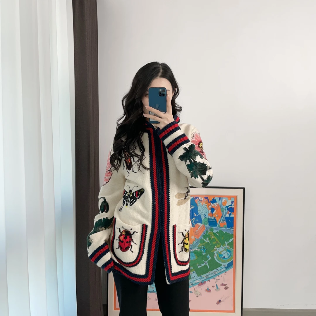 95新 GUCCI/古驰 毛衣外套XXS码白色/251114JCL8X04