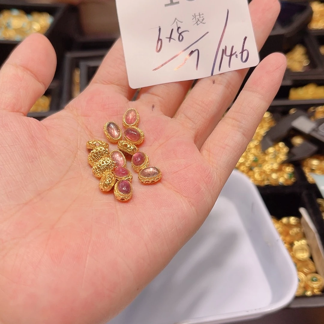 水晶珠宝半成品银S925镀金镶嵌105 。