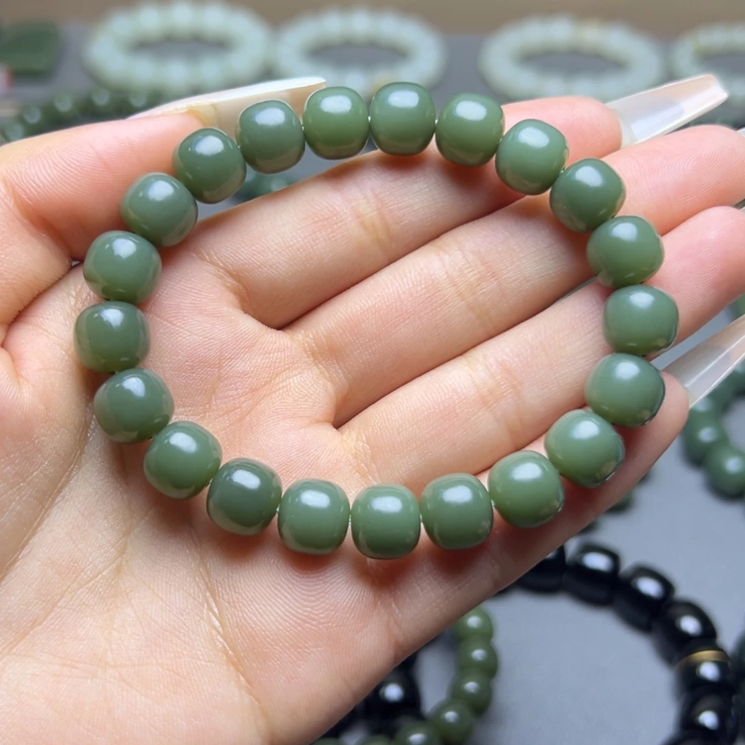 和田玉未镶嵌手链沙枣青蓝调10