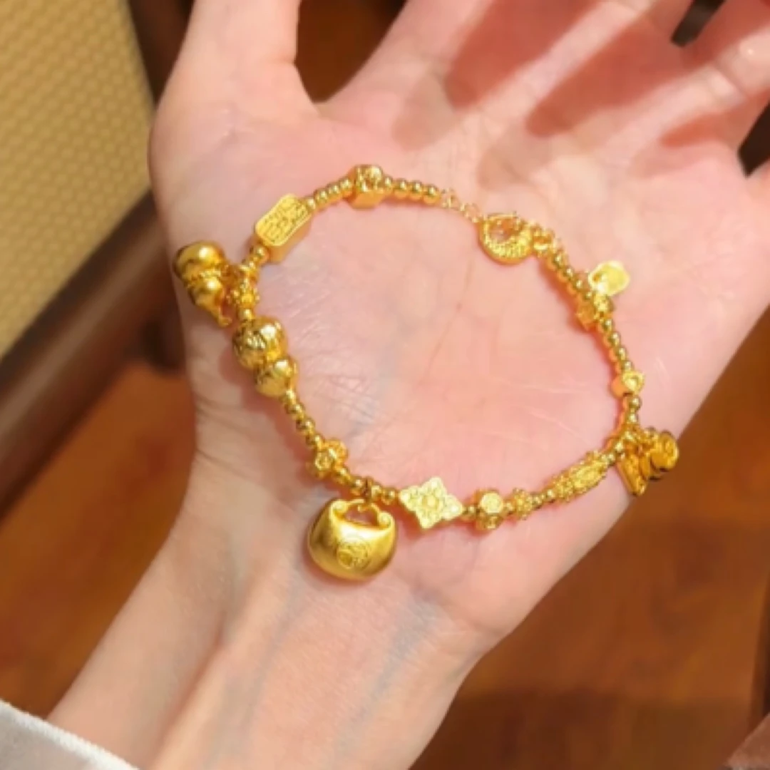 铜合金手链 颂熹 镀K金 新中式小胖福葫芦盘缠手链百搭轻奢手串