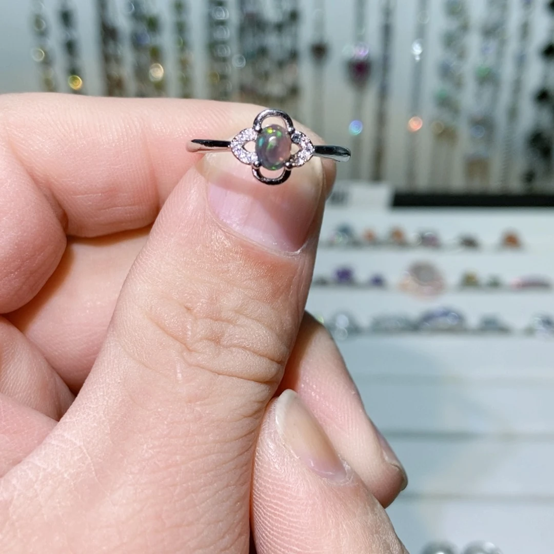 绿水晶戒指银S925镶嵌