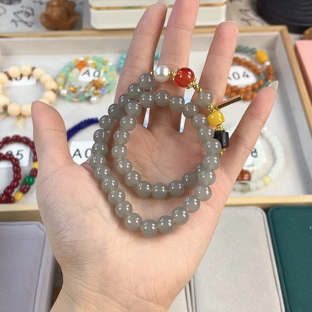 针钠钙石手饰银S925镀金镶嵌