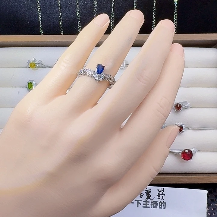 戒指银S925镶嵌蓝宝石