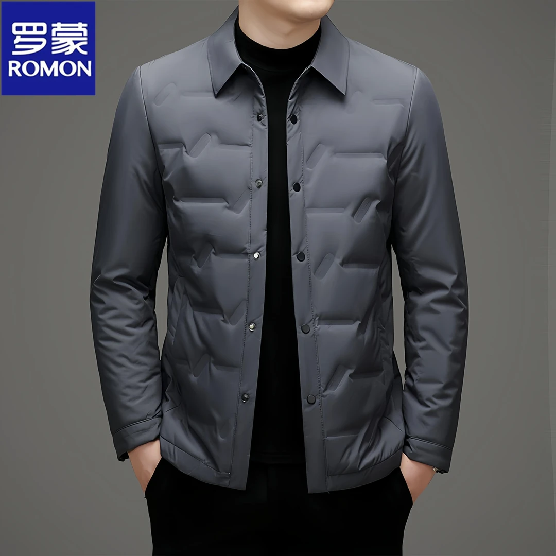 Romon/罗蒙冬季新款商务轻薄羽绒服高端简约潮流时尚男士夹克外套