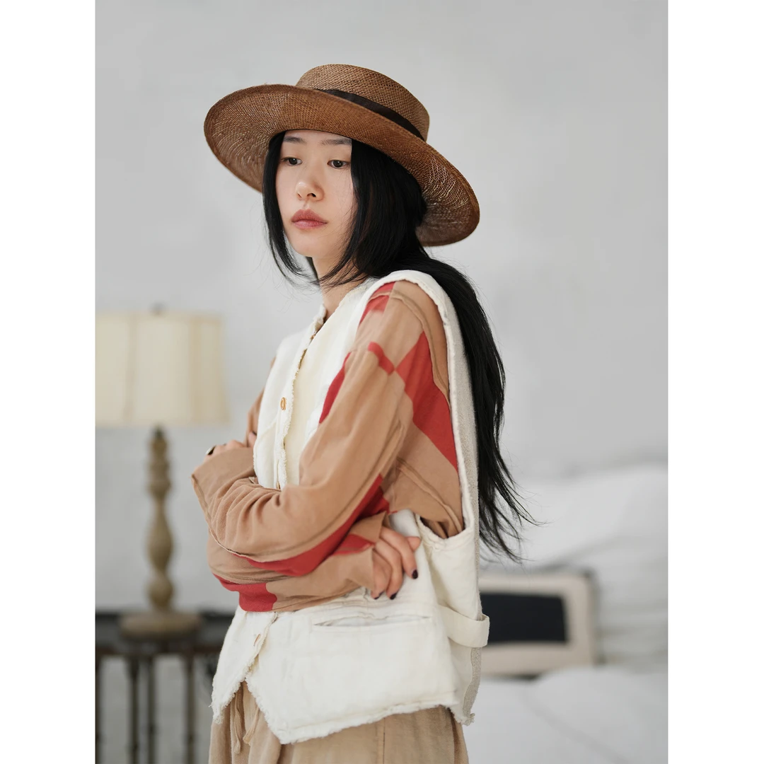 几见 原创设计春夏亚麻棉马甲坎肩马夹女背心文艺百搭复古W51605