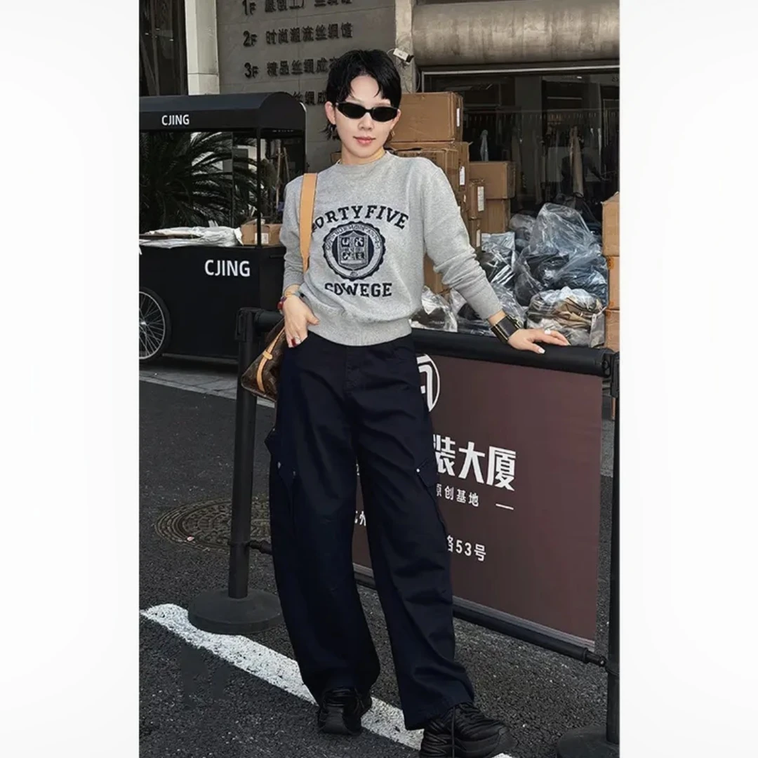 CJING2025秋季新款96449时尚图案圆领打底长袖衫女装卫衣