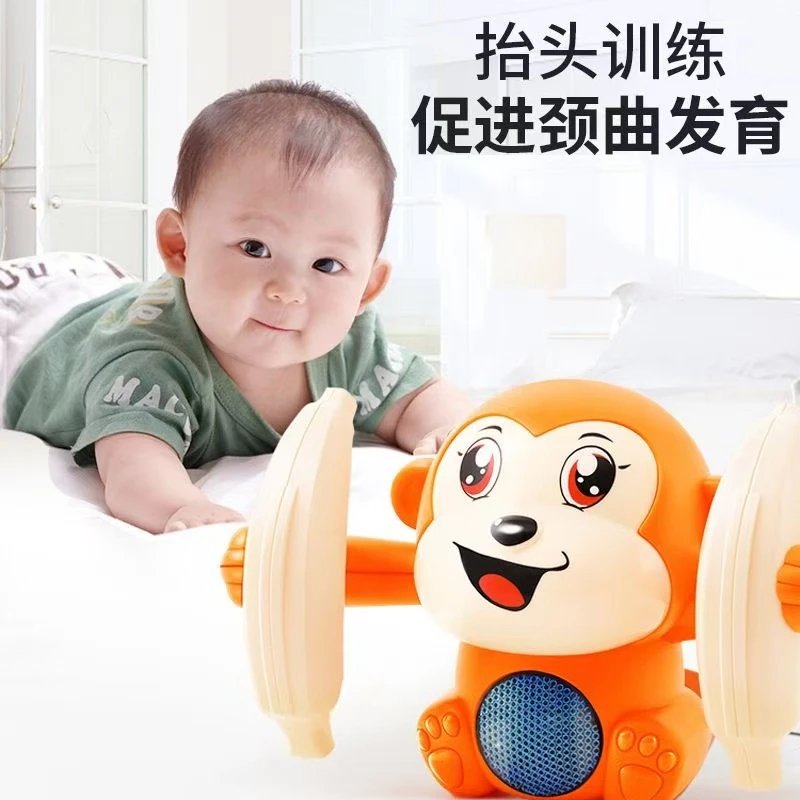 电动声光趣味抬头训练翻滚猴婴儿早教益智玩具助0-3岁宝宝学爬行