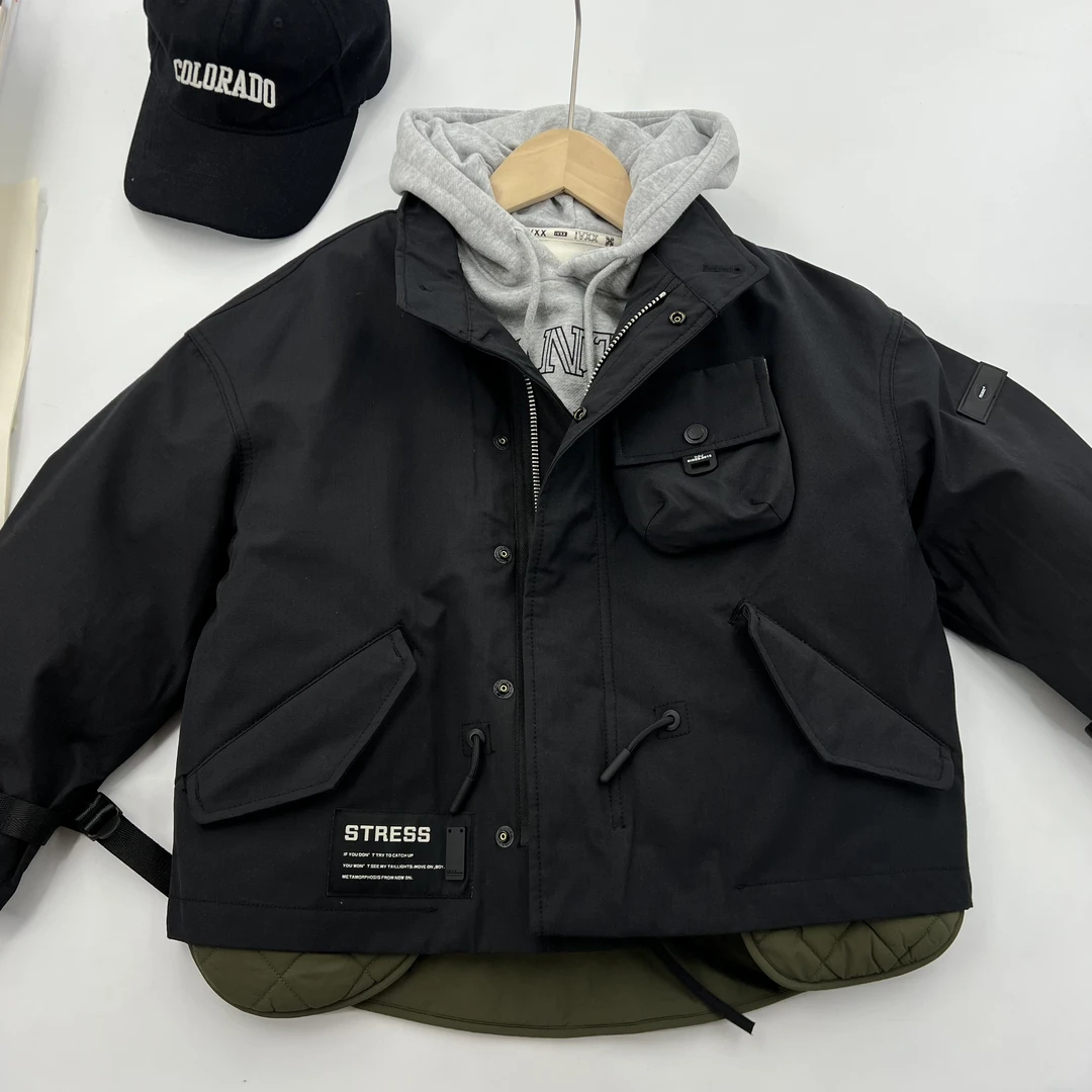 33259高端潮流时尚百搭休闲童装时尚鸭外套C14边