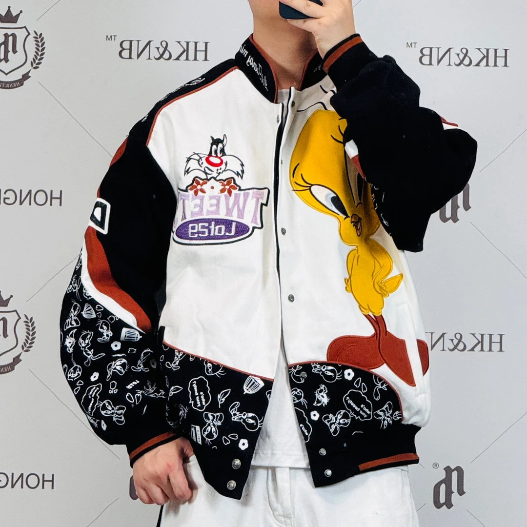 HK&NB x 明星同款 春秋国潮情侣美式休闲经典动漫刺绣牛仔夹克