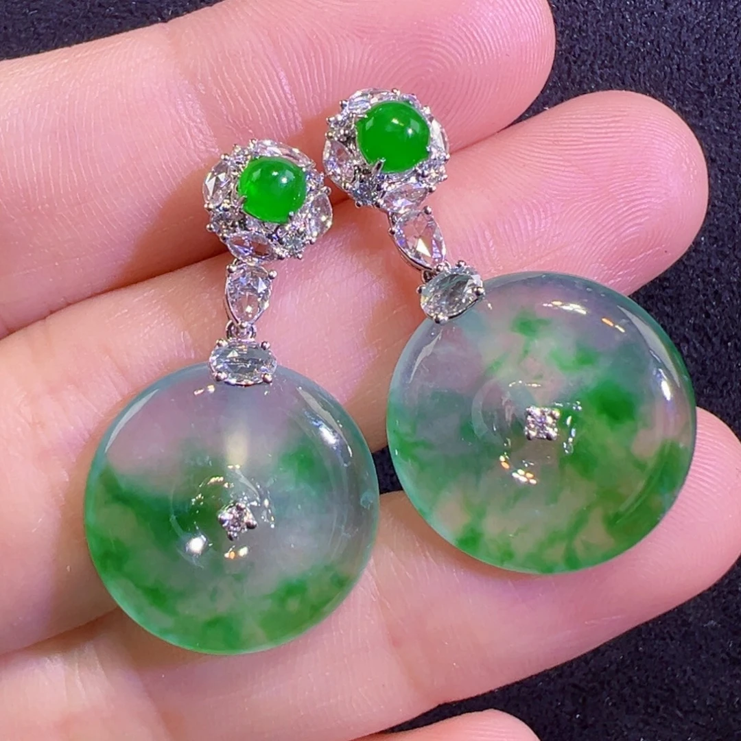 18K金镶嵌翡翠耳饰耳坠