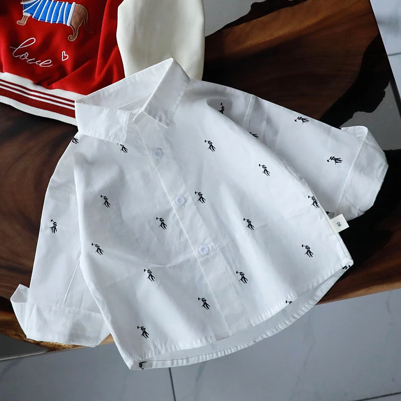 2025春儿童衬衫宝宝纯棉衬衣男童上衣春秋外套韩版小童打底1971