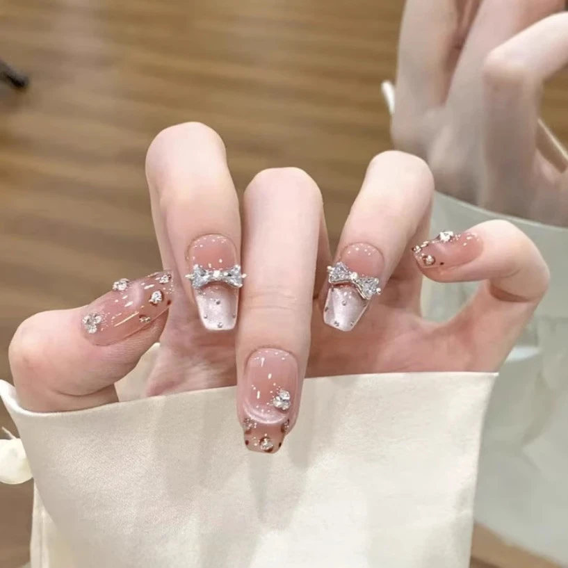 [豹纹小姐]纯手工穿戴甲光疗美甲贴高级感显白指甲可拆卸10片装