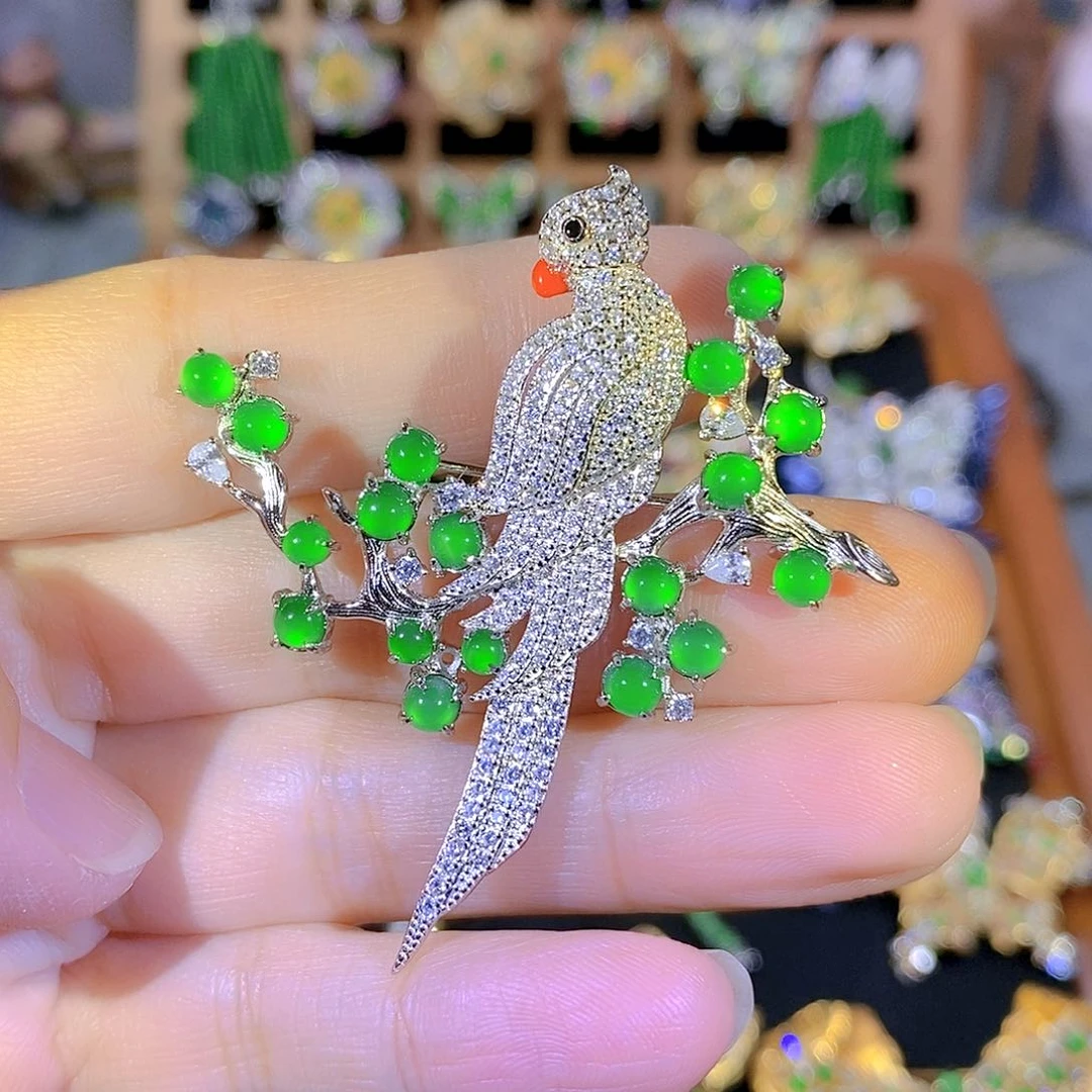 吊坠(不含链)银S925镶嵌翡翠