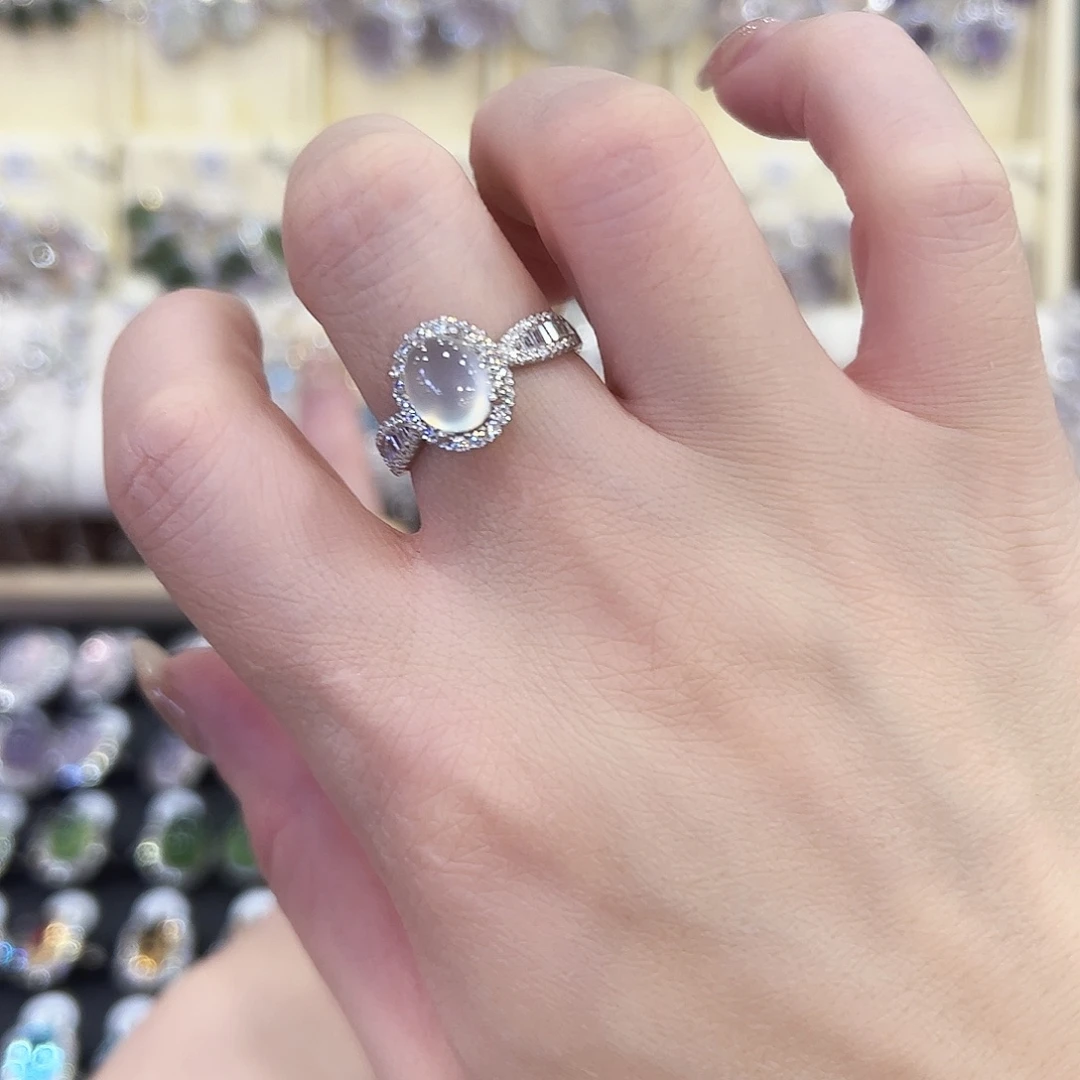 蛇纹石玉银S925镶嵌戒指