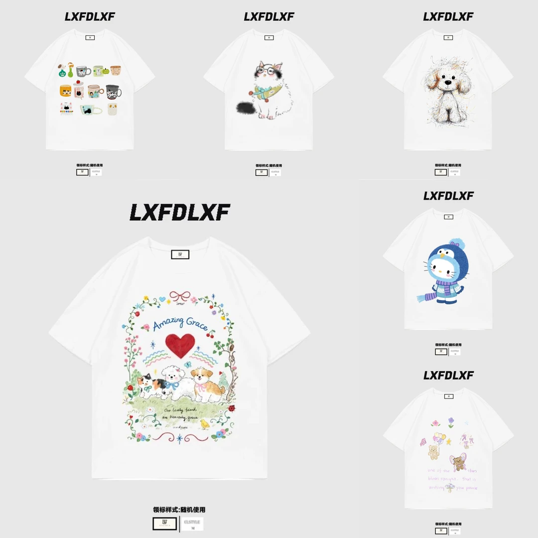 「宽松版型 卡码拍小」 LXFDLXF 门店货高品质数码直喷圆领短袖t恤