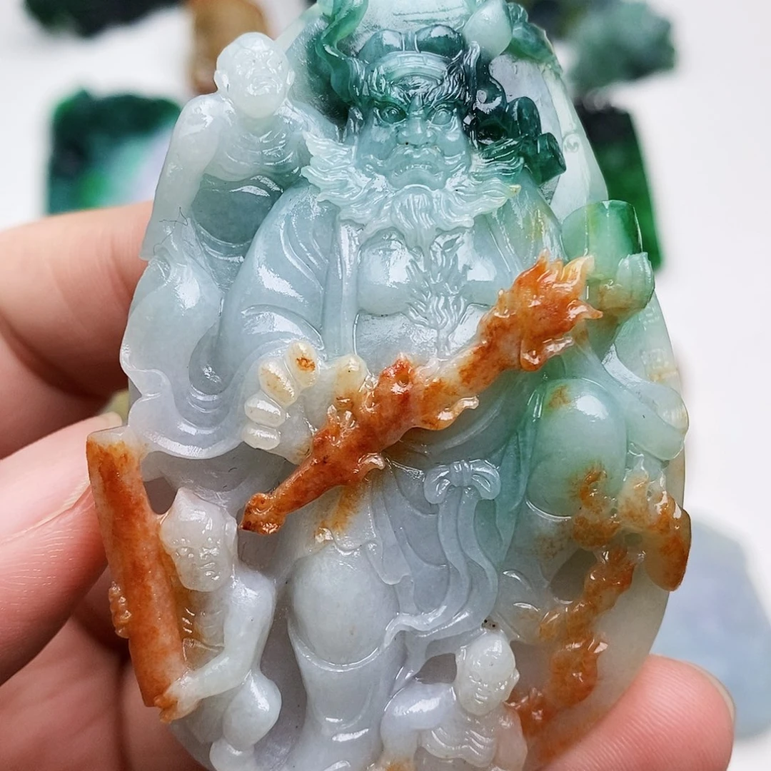 定制翡翠未镶嵌三彩钟馗