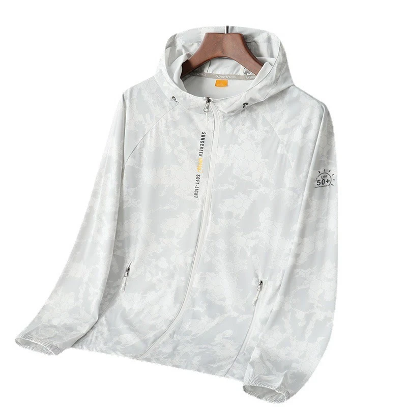跨境速干防晒衣男迷肤风衣薄款透钓服连帽侣登山服外套防晒服夏季
