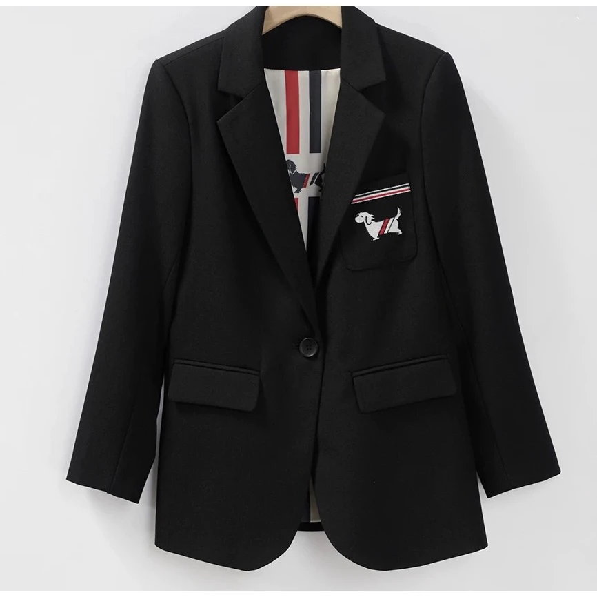 《头头女装》复古英伦学院派口袋刺绣休闲通勤西装外套#07104