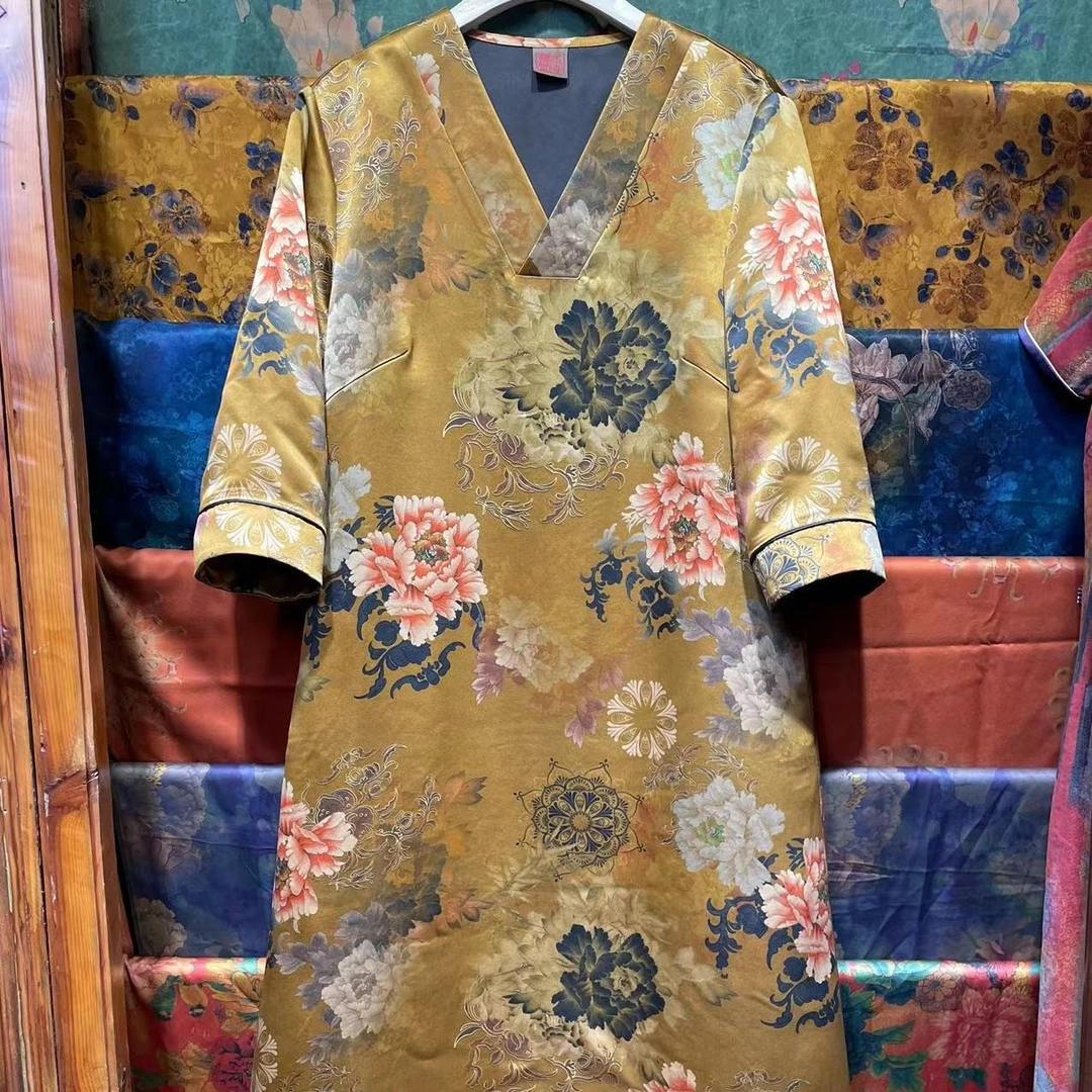 【直播间裤子】KZ1-199新中式时尚孤品高端桑蚕丝香云纱裤子