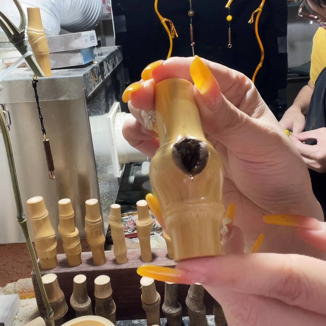 竹?****觉实心玉竹精品手把件