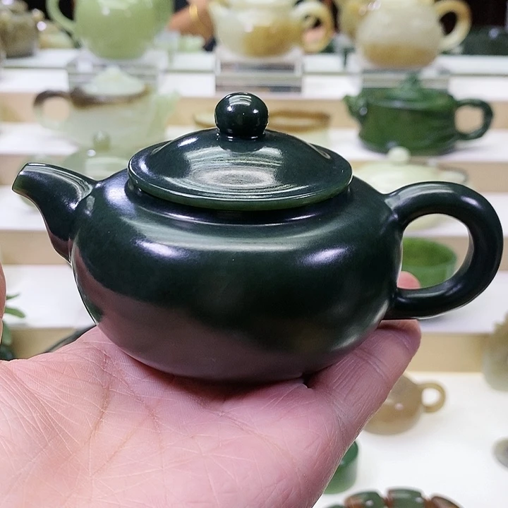 和田玉未镶嵌挂件茶壶170m l