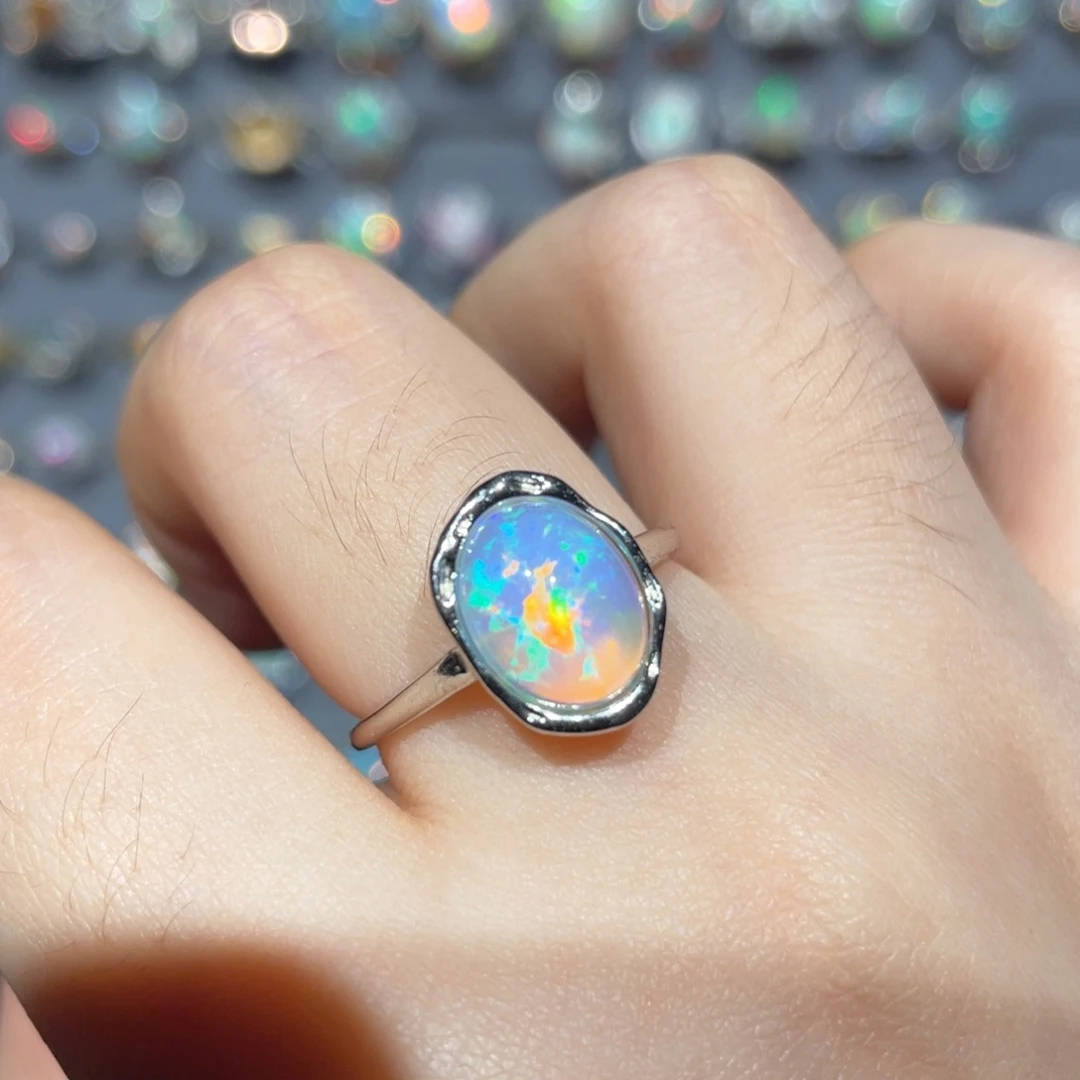 欧泊银S925镶嵌欧泊戒指