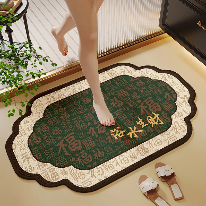 国风浴室地垫新中式编织吸水防滑垫卫生间入户门口地毯脚垫子家用