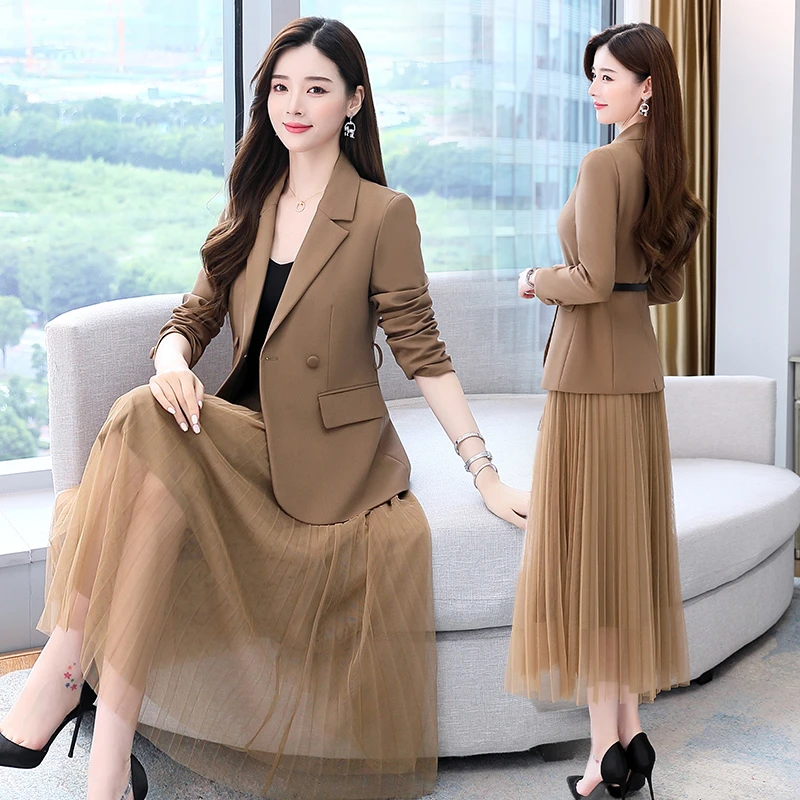 西装套装裙女春秋2025秋季新款女装流行时髦洋气减龄连衣裙两件套