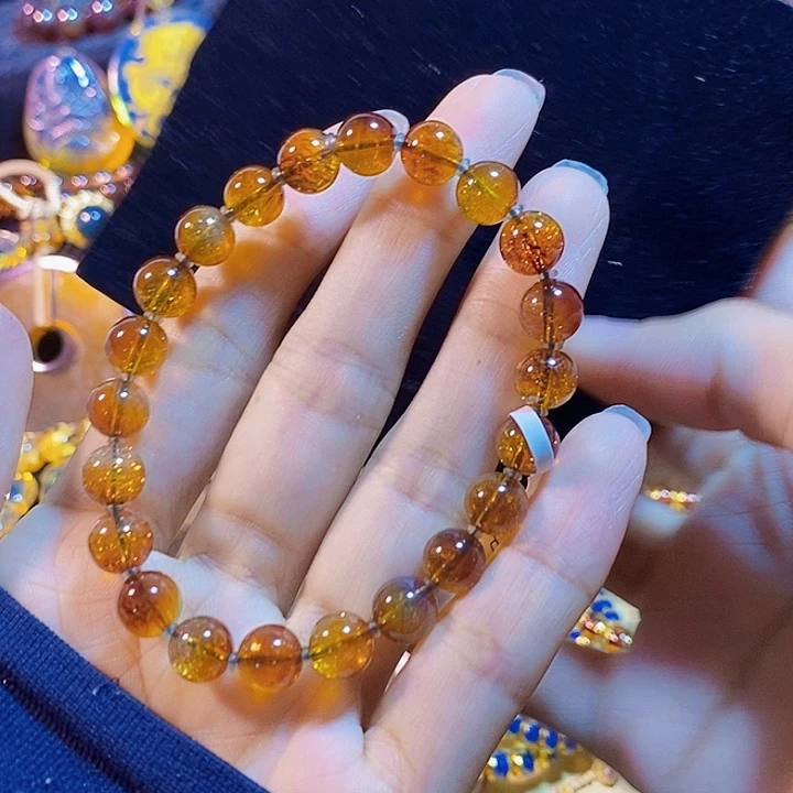 蓝珀未镶嵌珠宝奇石墨西哥红蓝金沙手串8