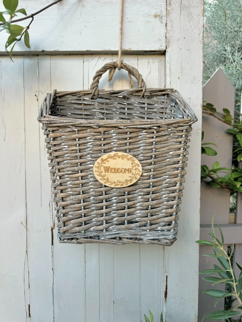 藤编挂篓干花篮子壁挂花盆家居摆件收纳框