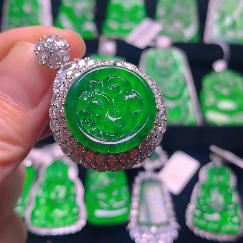 【闪购商品】翡翠银S925镶嵌吊坠(不含链)