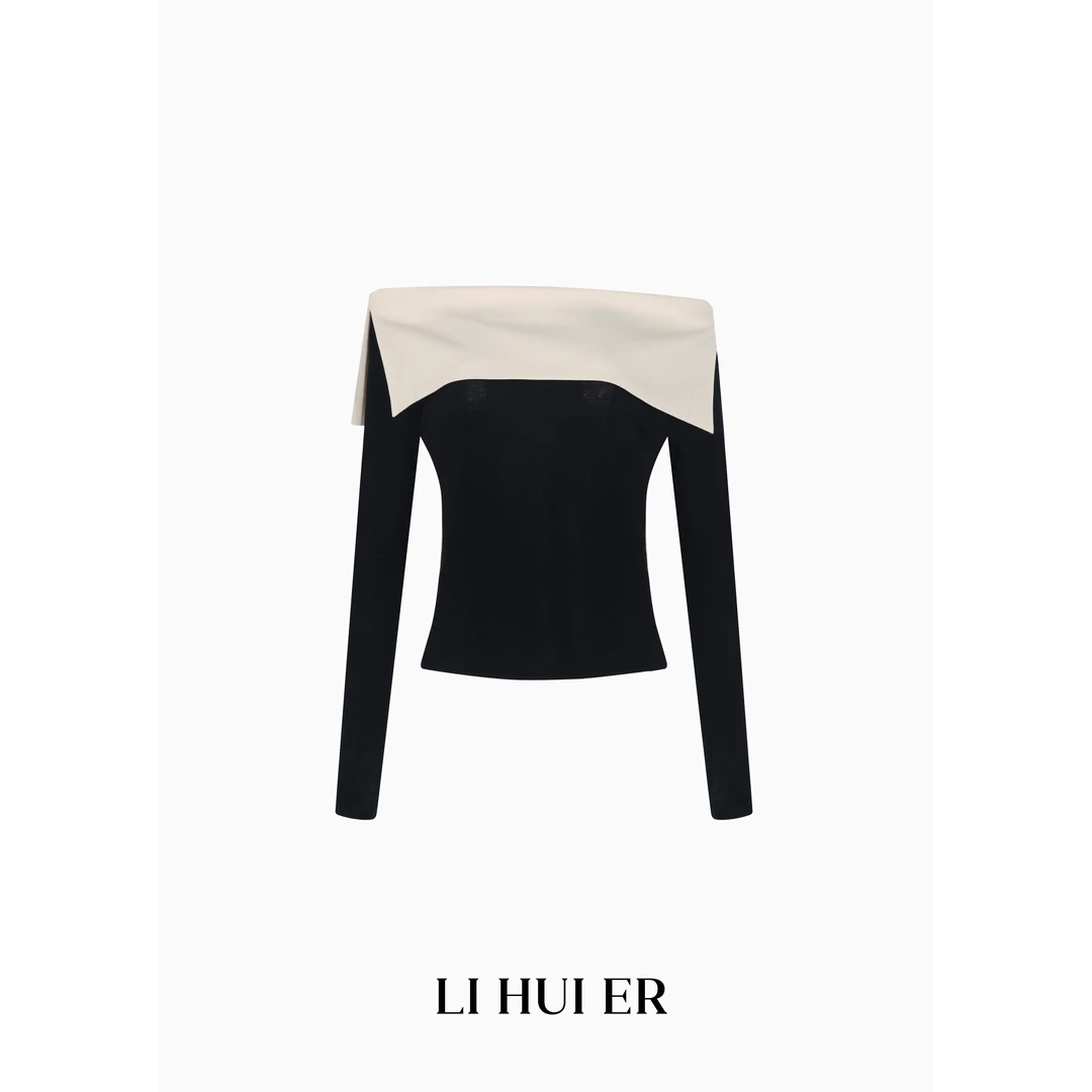 Li Hui Er 李慧儿【莫尔周刊】轻奢性感一字领露肩针织衫上衣LH018