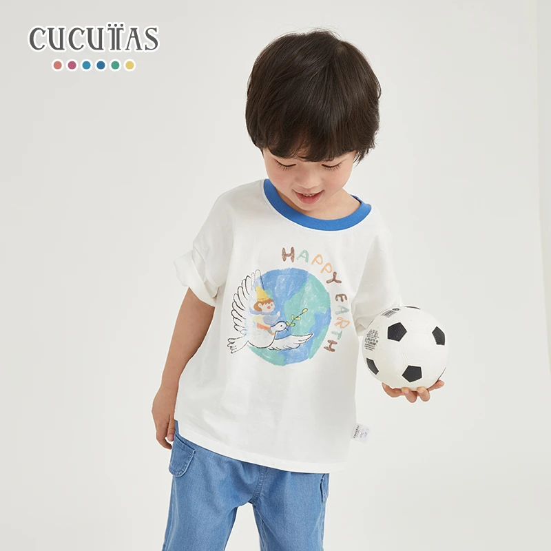 25年新款cucutas夏季简约男童圆领短袖T恤棉舒适吸汗CY25SUW582