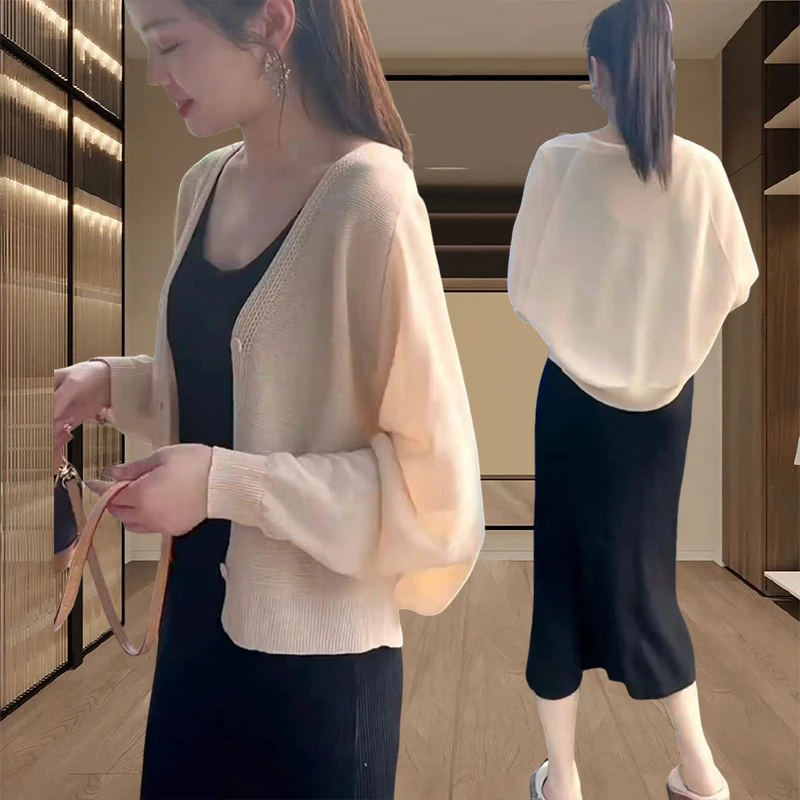 冰丝针织衫防晒开衫薄款外套女2025夏季新款宽松小个子空调衫上衣