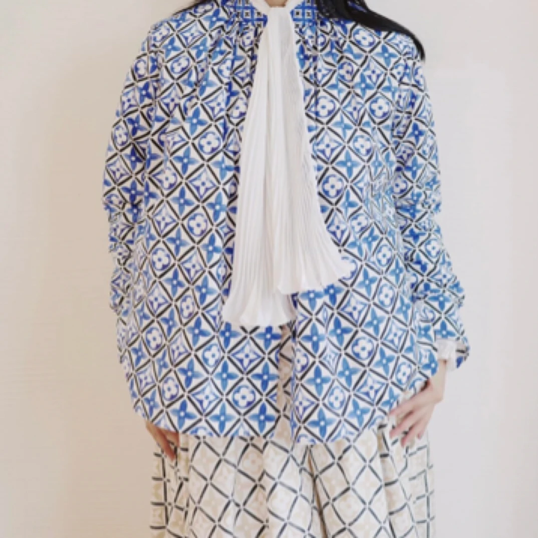 99新 LouisVuitton/路易威登 D500705/蓝白老花衬衣/尺码34/