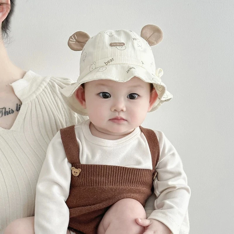 春夏季婴儿帽子可爱春秋季薄款渔夫帽韩版男女宝宝防晒遮阳盆帽