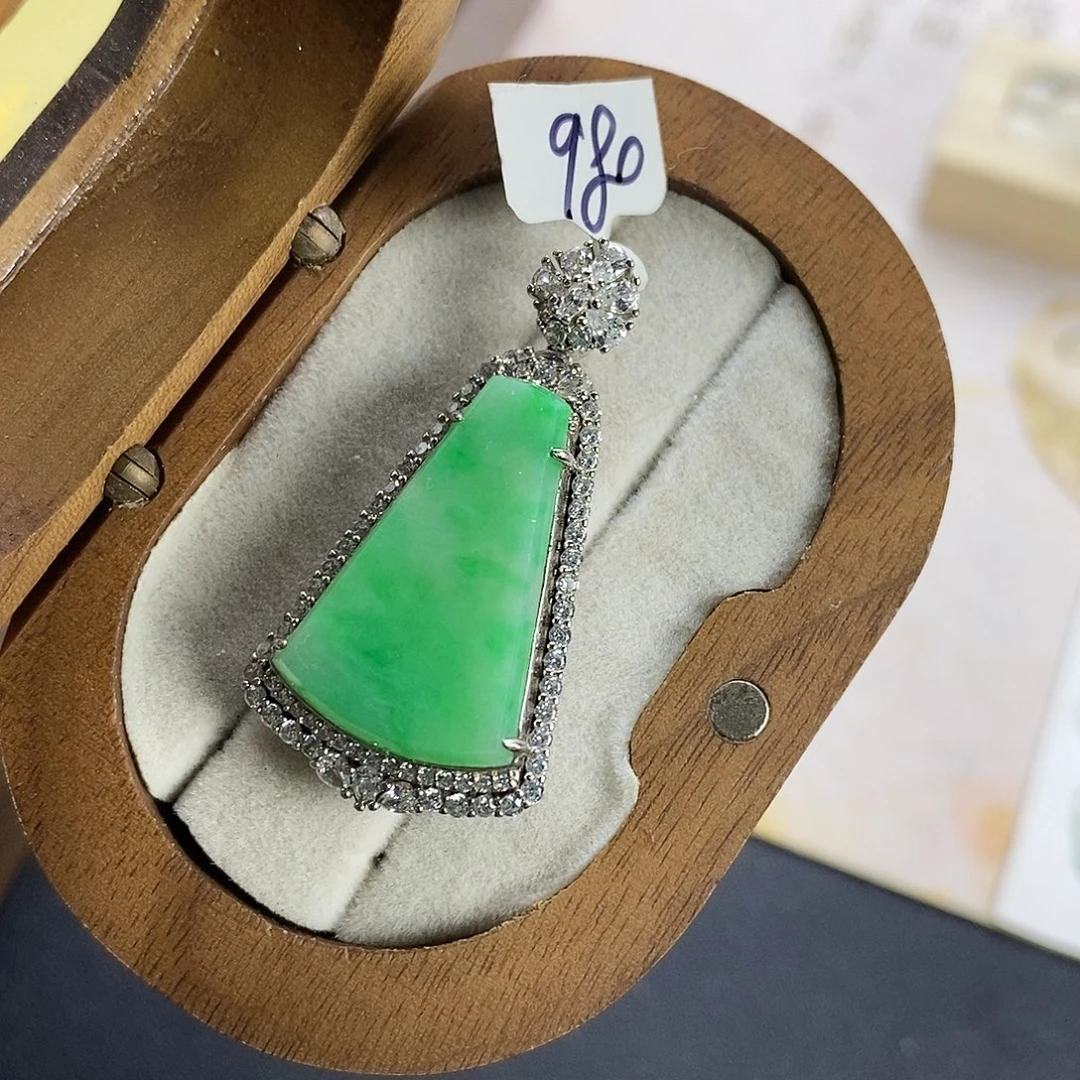 翡翠银S925镶嵌吊坠(不含链)