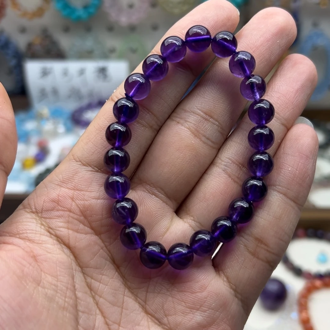 手链水晶未镶嵌8咪高冰透紫水晶