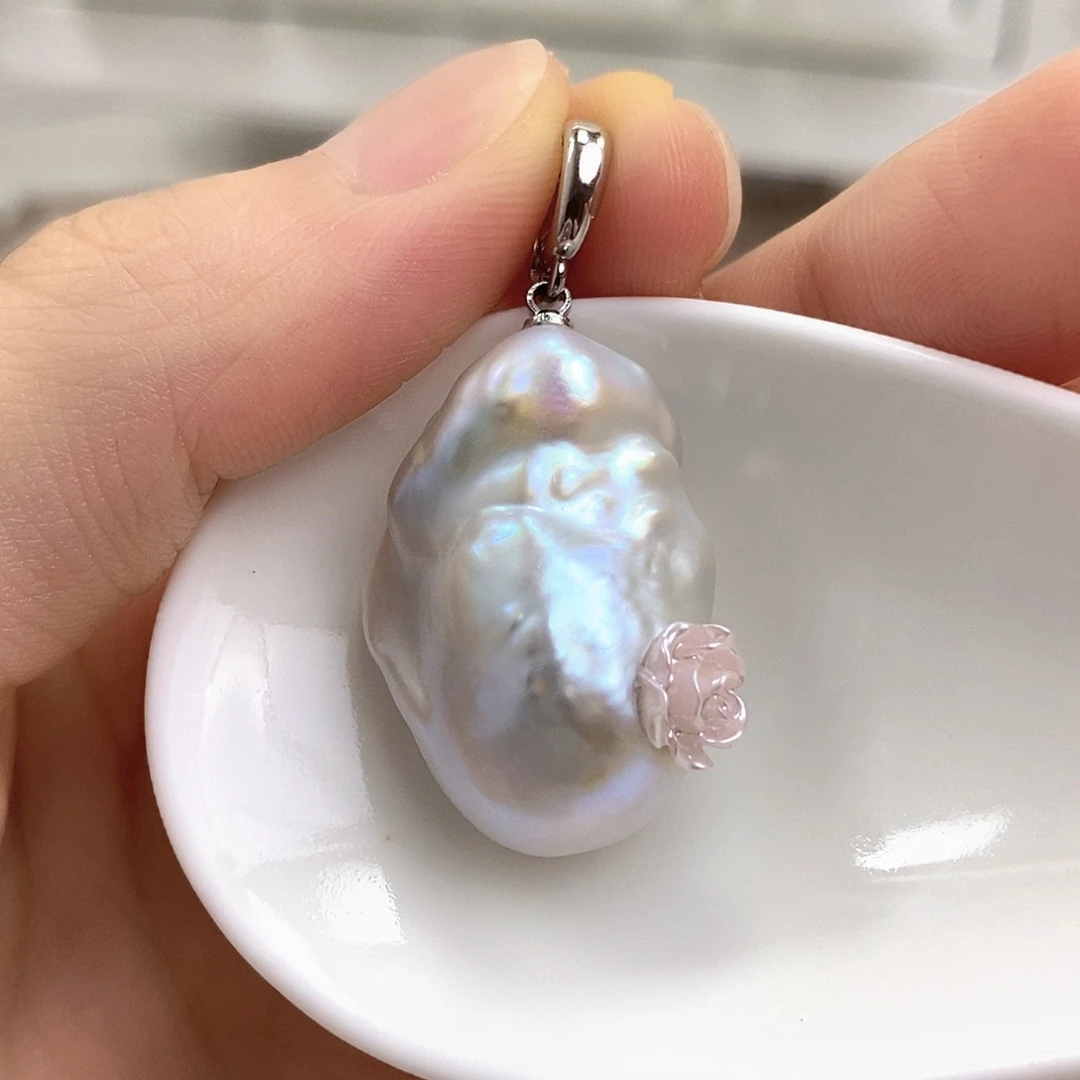 淡水珍珠银S925镶嵌颈饰