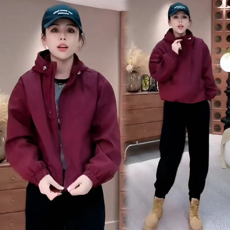 (25006) 高级气质感2025早春新款宽松休闲冲锋衣夹克外套