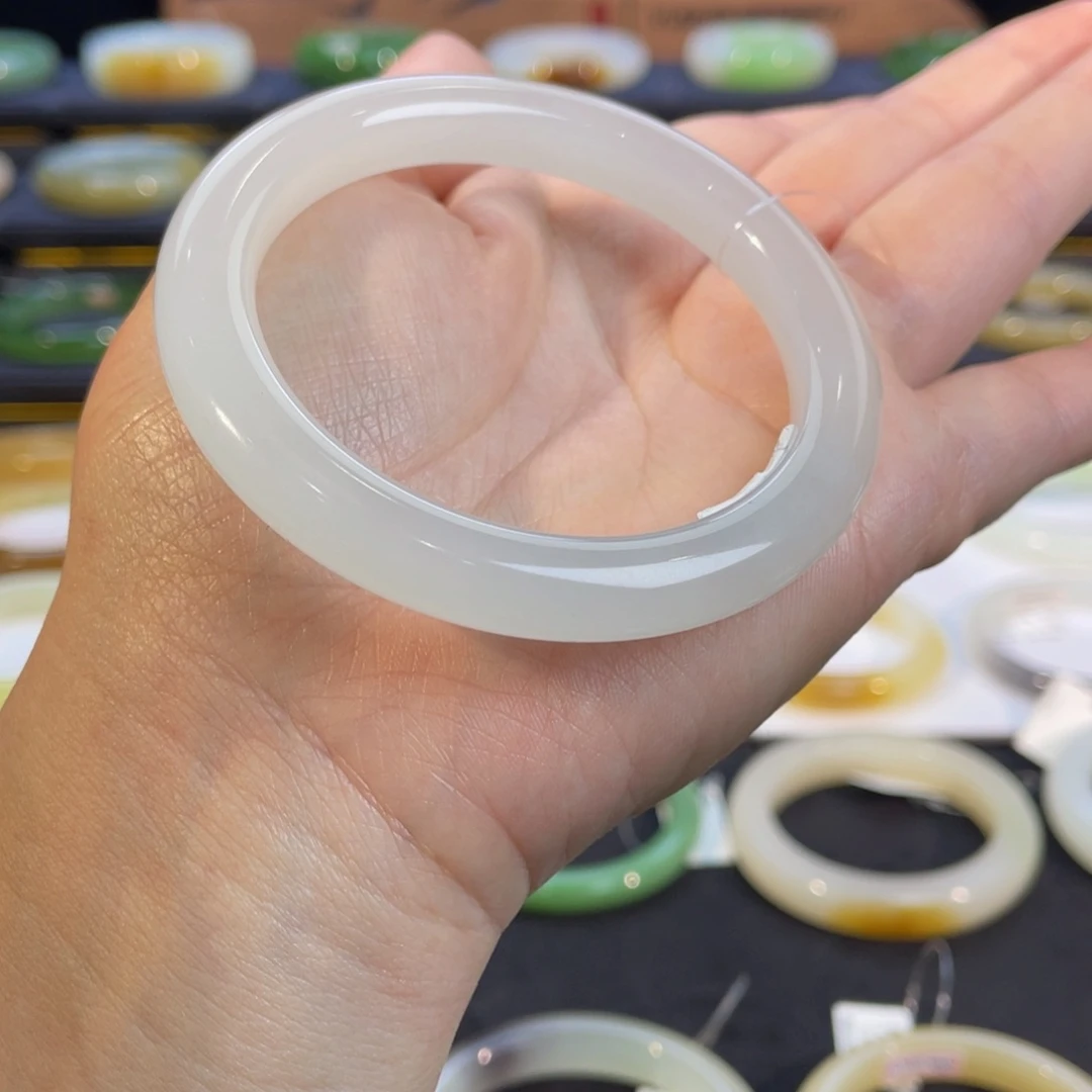 未镶嵌手镯和田玉高冰白玉手镯55